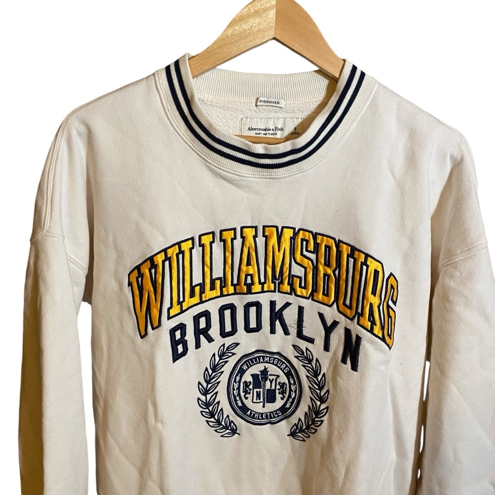Abercrombie & Fitch Sweatshirt Soft Fleece White Oversized Size S - Picture 4 of 16